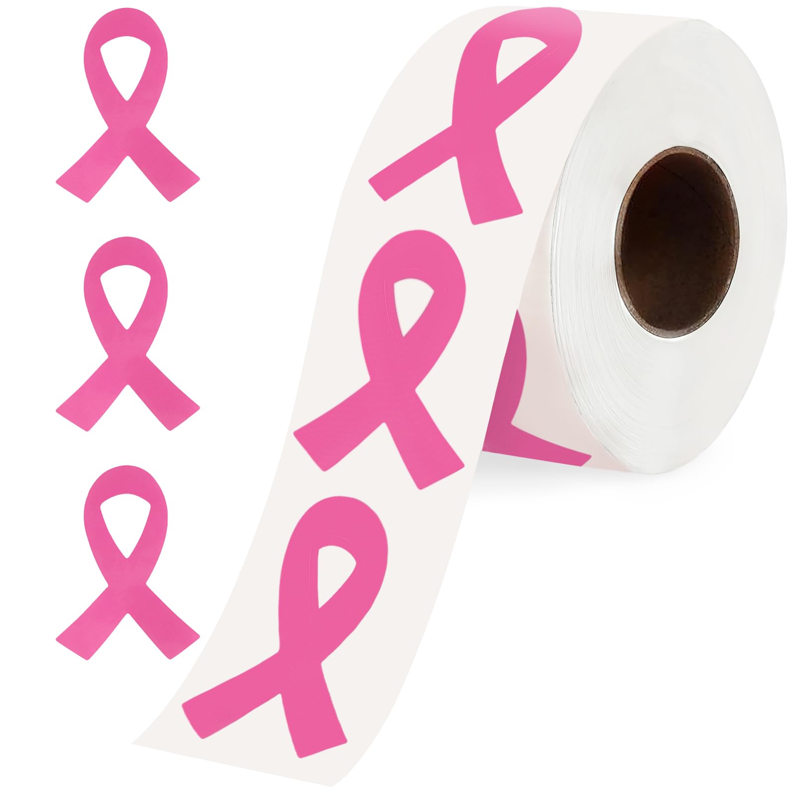 SEPGLITTER Pink Ribbon Stickers, 600Pcs Breast Cancer Awareness Stickers Roll Pink Ribbon Awareness Decal Self Adhesive Envelope Sealer for Women Girls School Public Charity Event Support Gifts Decora