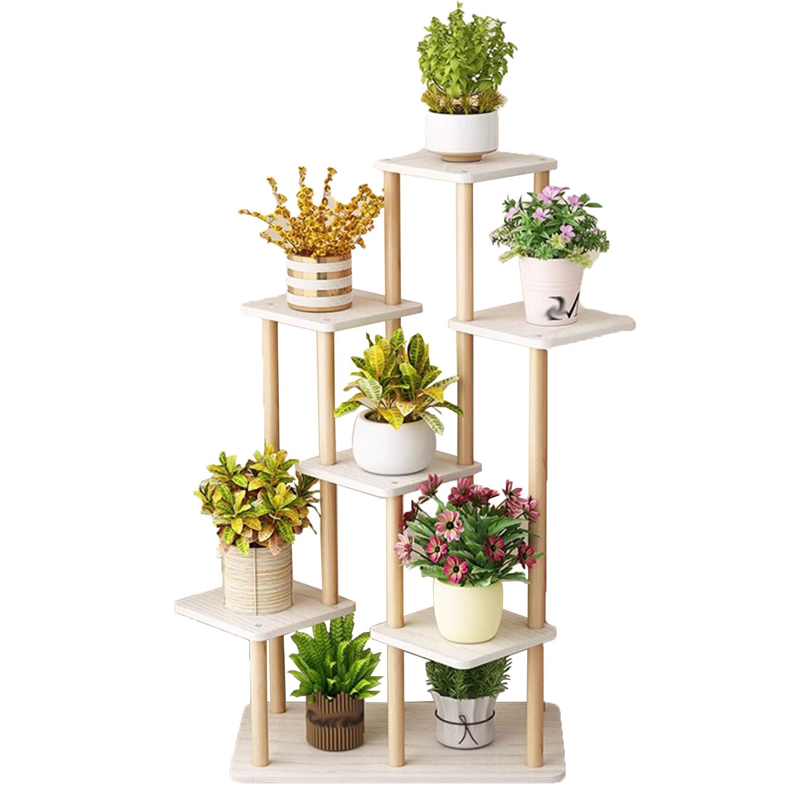 YUANCHUTOP Multi-Tiered Wooden Plant Stand - Versatile Indoor/Outdoor Display Rack for Planters & Flowers, Ideal for Living Room, Bedroom, Balcony, Garden, Office, and Café Decor
