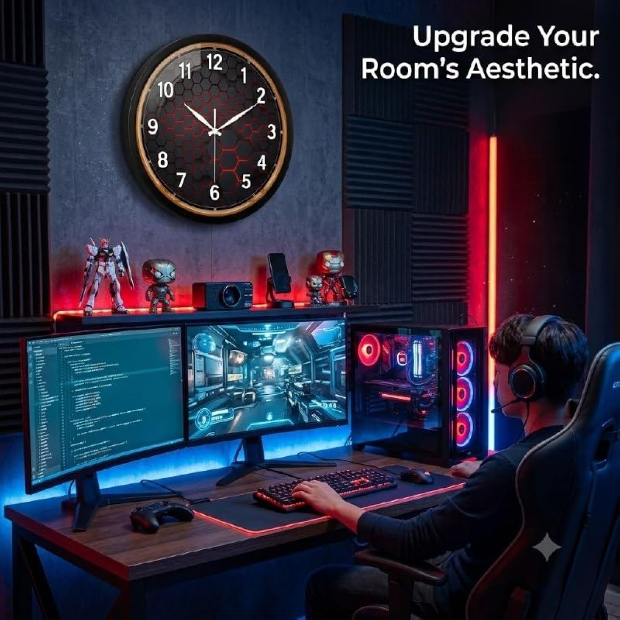 3D Honeycomb Hexagon Silent Sweep Quartz Wall Clock
