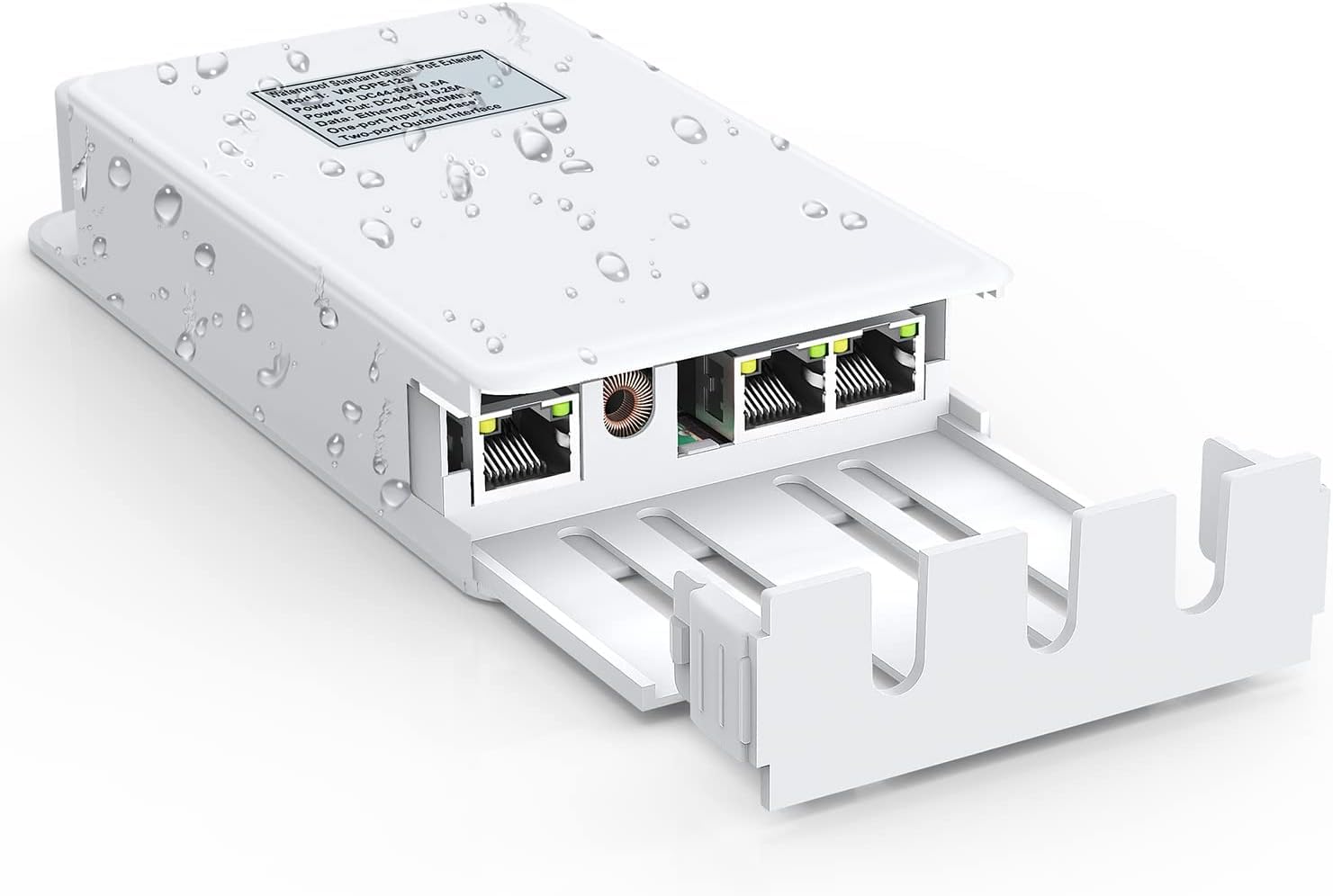 VIMIN 2-Port Outdoor PoE Gigabit Extender, 1 in 2 Out PoE Repeater with 1000Mbps, IEEE802.3af/at Compatible, IP65 Waterproof, Extend Additional 100m(