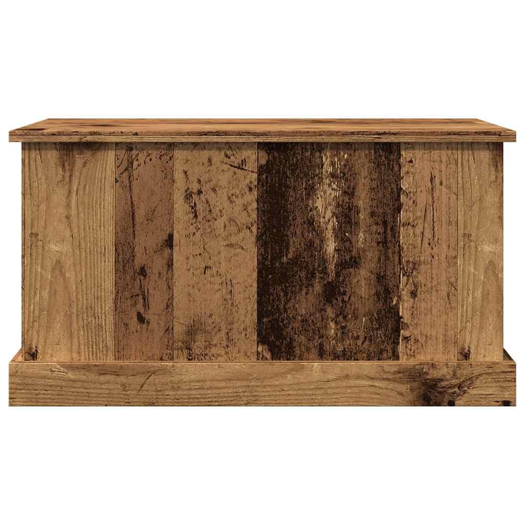 Baúl de almacenaje con aspecto de madera envejecida, 70 x 40 x 38 cm, de material de madera, cofre decorativo con tapa para cojines y alfombras, versátil como mesa