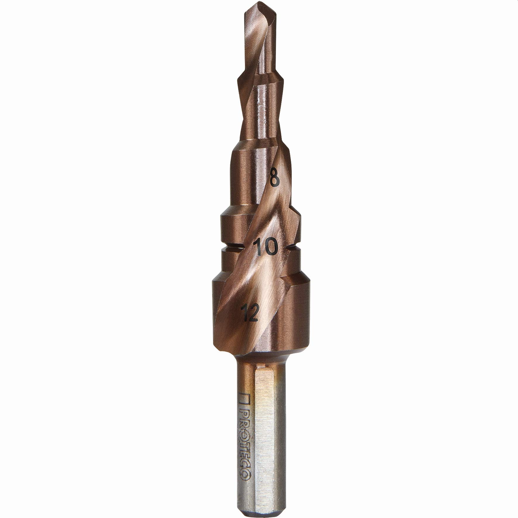 Proteco-Werkzeug® HSS Titan TIN TiZrN Zirkon - Juego de 3 brocas escalonadas profesionales para metal
