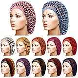 Giugu 12 Pieces Mesh Hair Net Rayon Head Bands Thick Short Long Women Hairnet for Sleeping Crochet Hairnet, Hair Covers Ornament, Hair Accessories for Women Girls, 12 Colors