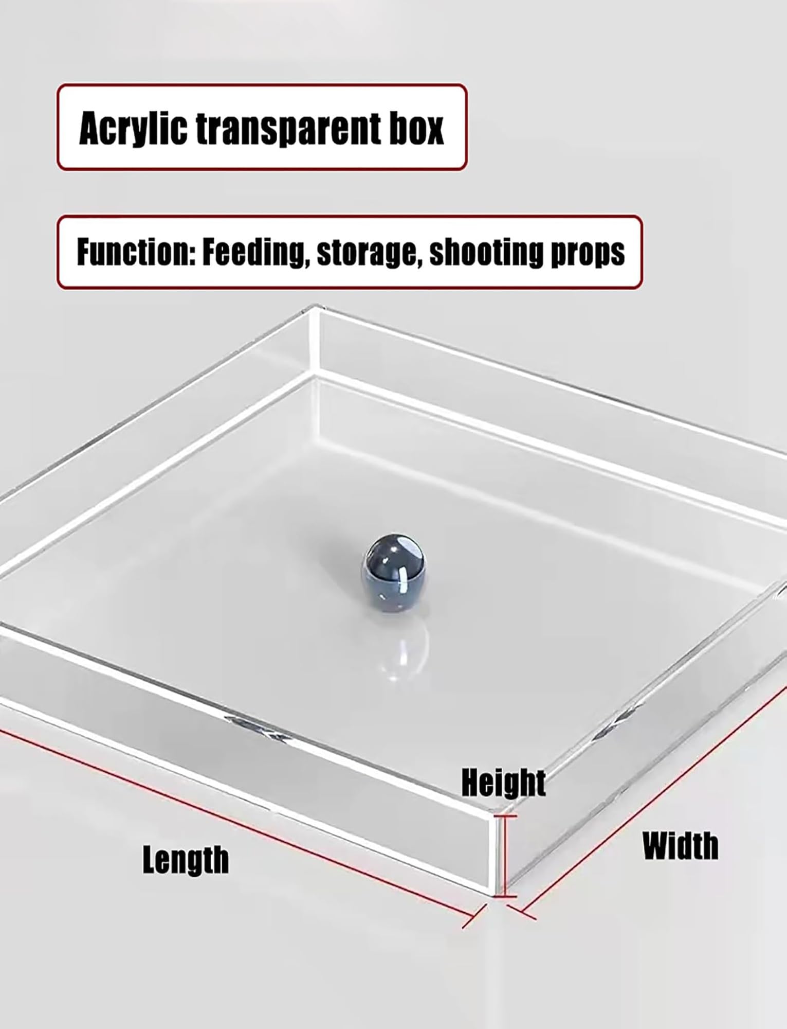 Depósito de agua acrílico transparente para fotografía cosmética, bandeja poco profunda para fotografía y almacenamiento de productos
