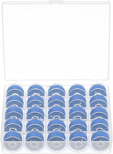 HARFINGTON Juego de hilos de bobina preenrollada, tamaños estándar con caja de 25 compartimentos para máquina de bordado y coser, color azul acero disponible en Yaxa Peru