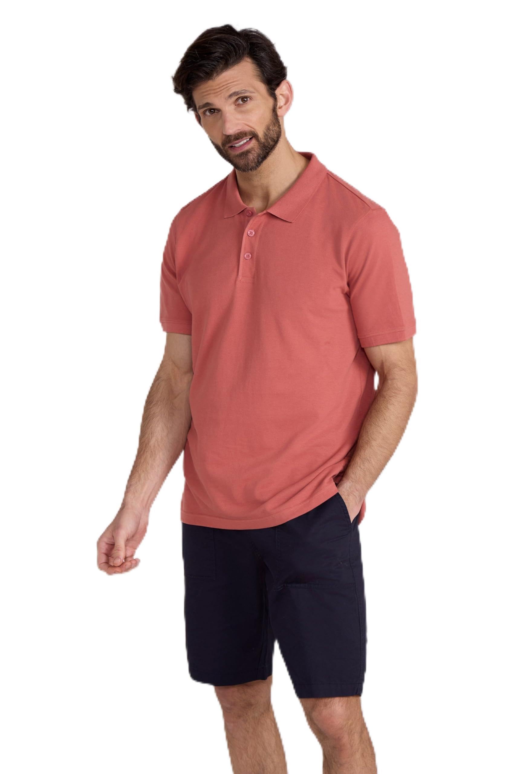 Mountain Warehouse Men's Rust Dawnay Pique Slub Textured Polo Shirt - Comfy T-Shirt With A Relaxed Fit, Short Sleeves & 2 Buttons - For Outdoors, Walking & Casual Wear 3XL 3Xl Plus
