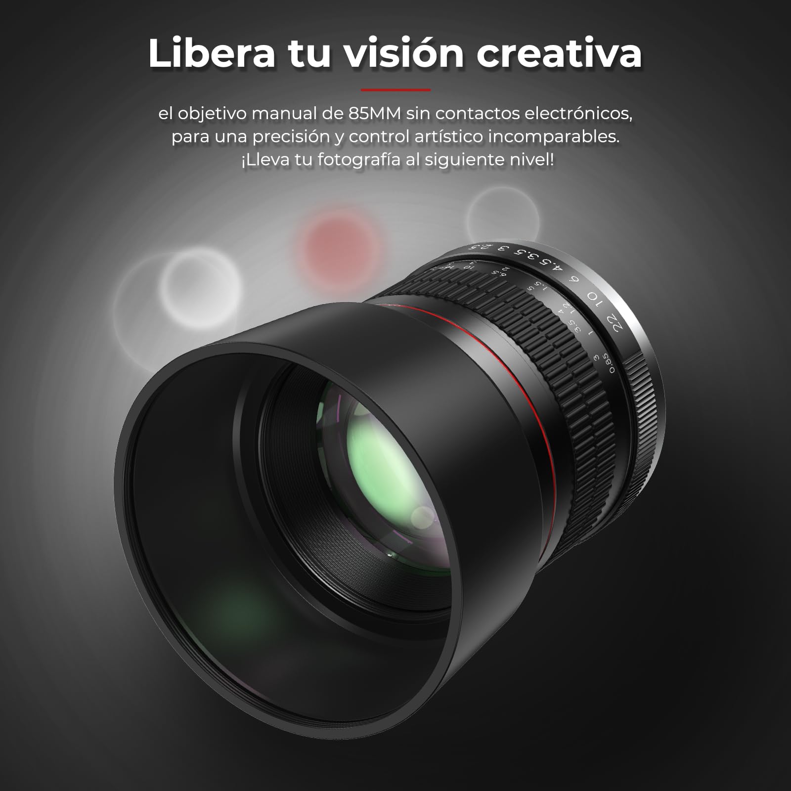 Lightdow EF 85mm F1.8 Lente Manual para Canon EF EF-S Mount, Cuerpo de Aluminio, Objetivo Enfoque Manual, Compatible con Canon Montura EOS 90D 7D 6D 5D Mark II/III/IV, Rebel T7
