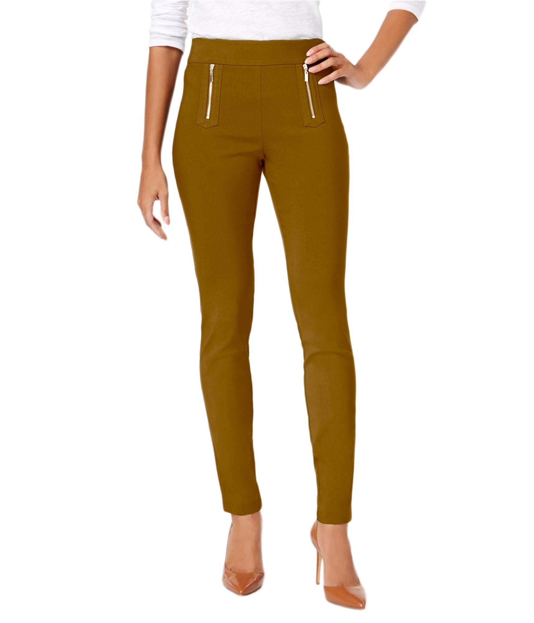 I-N-C Womens Zipper-Detail Casual Trouser Pants Beige 18