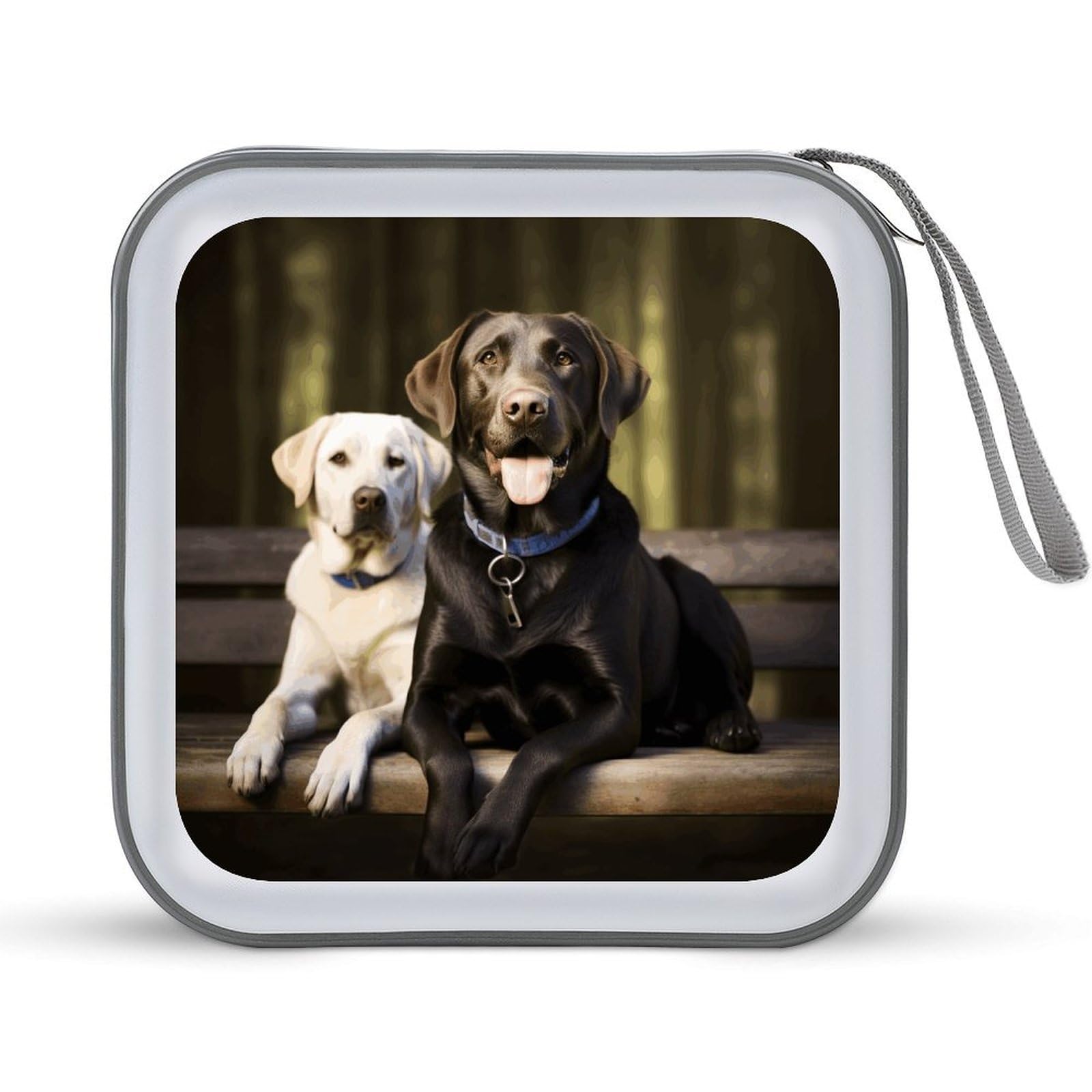 VstaDank Labrador CD Case 40 Capacity Protective DVD Cases with Zipper Portable CD Collection Bag DVD Boxes Holder with Handle for Movie Blu Ray Audio Disk Music