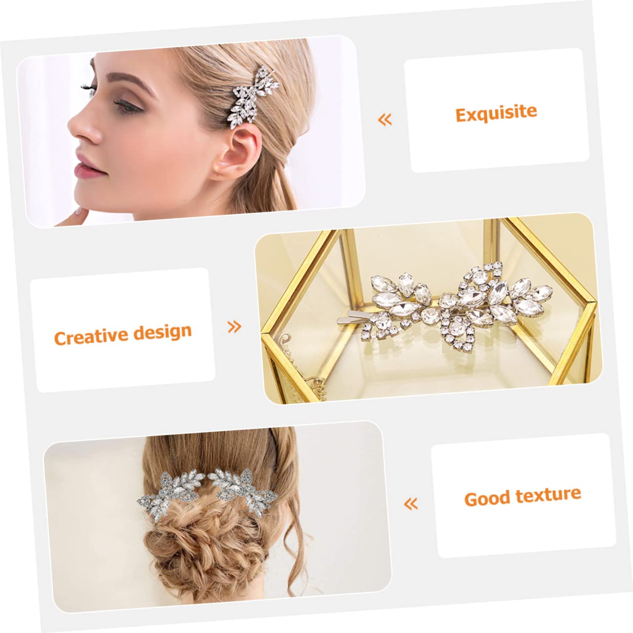 Healeved 4stücke Strass-haarspangen Im Blattdesign Für Damen Haarschmuck-accessoires Für Vielseitige Frisuren Und Anlässe
