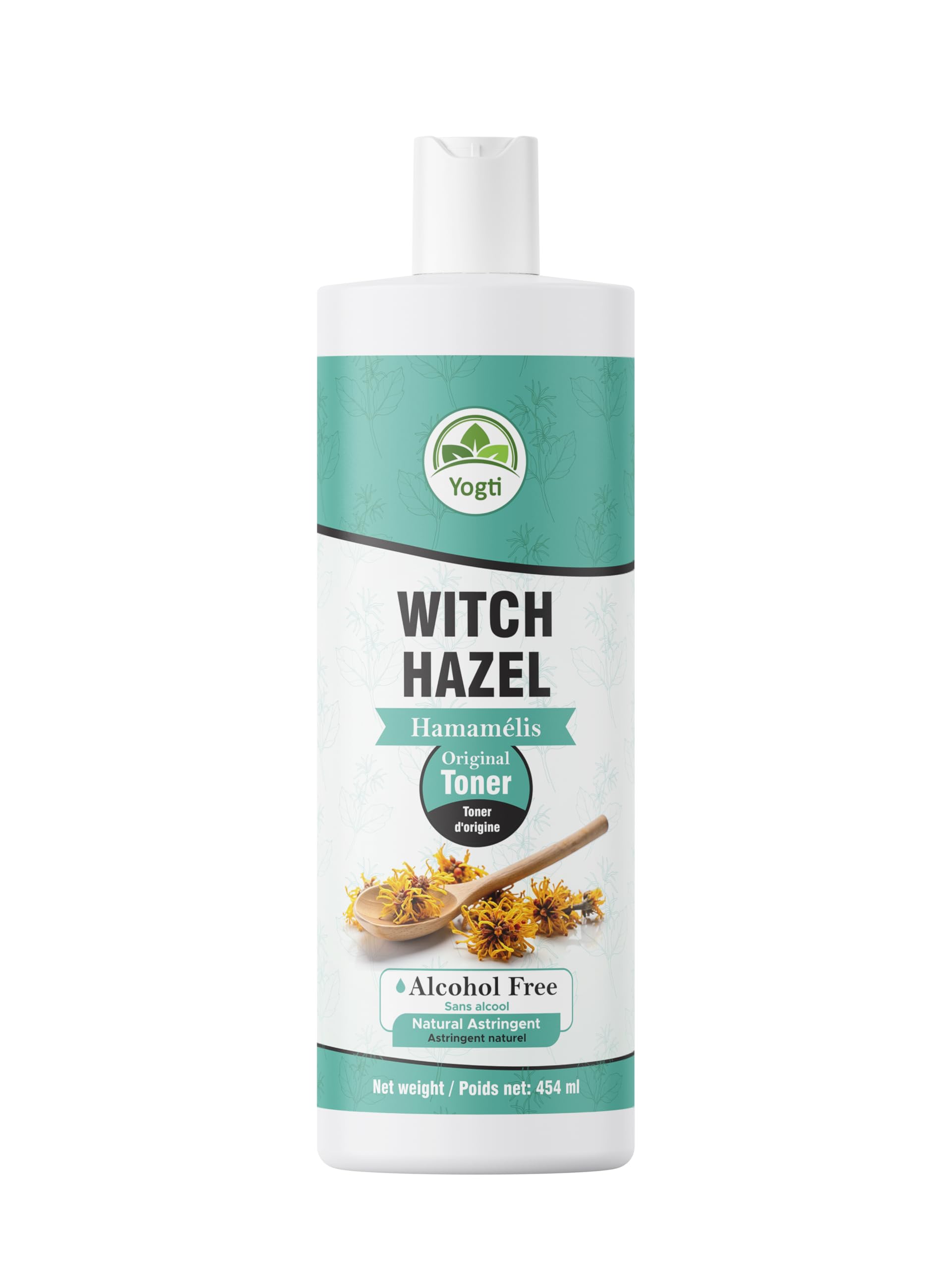Yogti Witch Hazel Toner, Alcohol-Free Astringent, Original, 454 ml