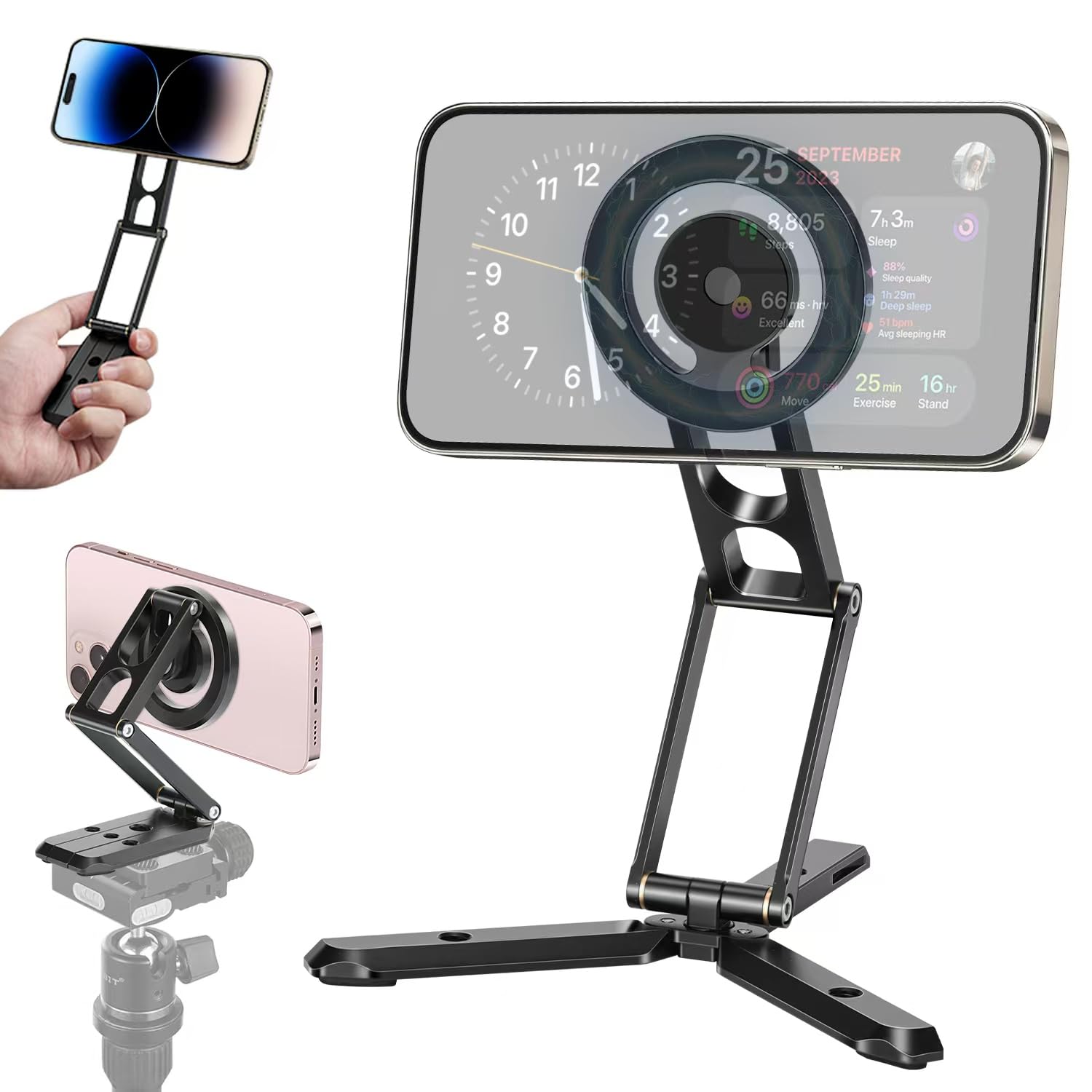 スマートフォンを三脚にセット Amazon | Ulanzi ミニカメラ三脚 4段伸縮 卓上三脚 コールドシュー付き