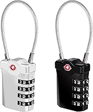 TSA, 2 lucchetti per bagagli, lucchetto a combinazione a 4 cifre, lucchetto con codice numerico per valigie da viaggio (nero, argento)