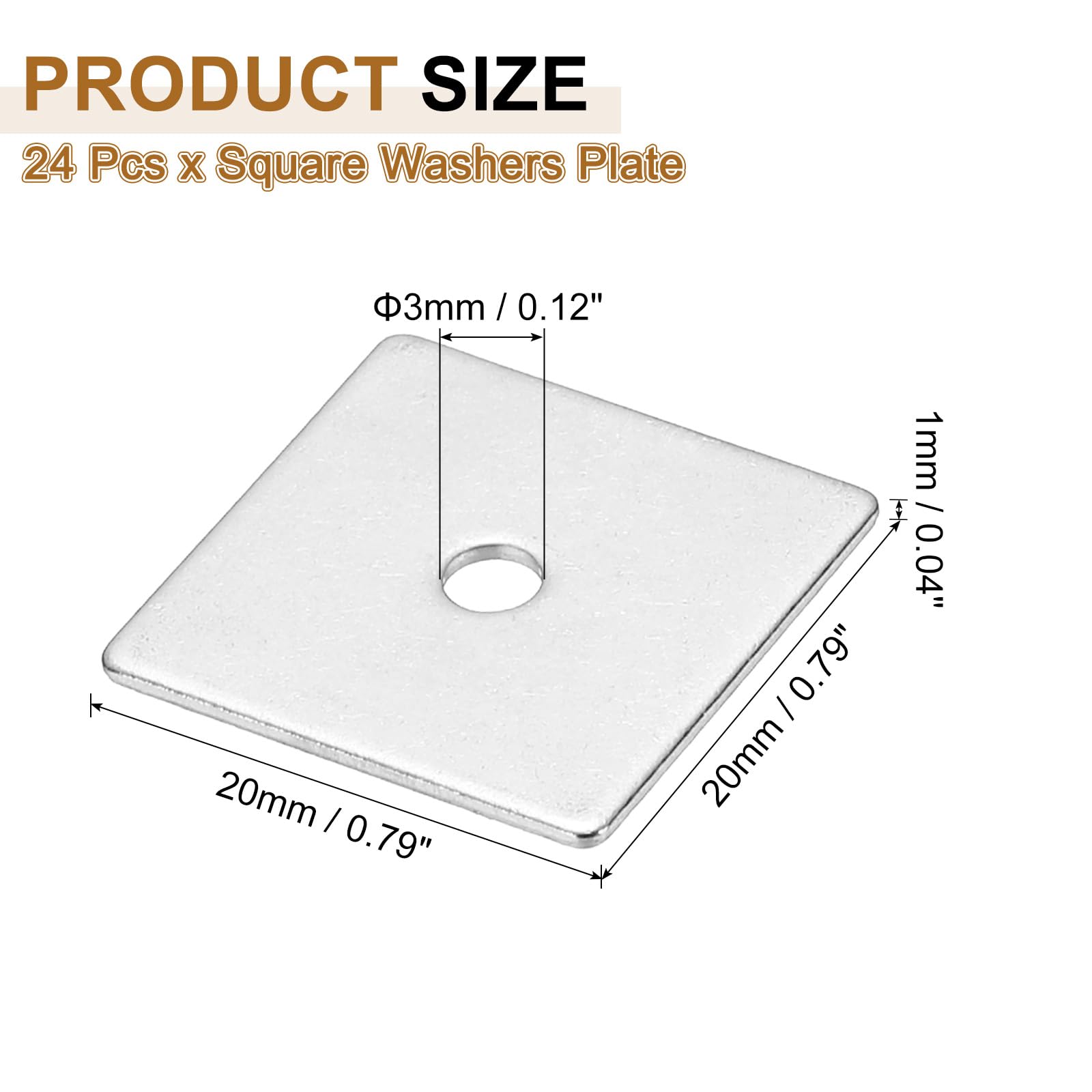 PATIKIL M3x20x1mm Square Washers - Image 2
