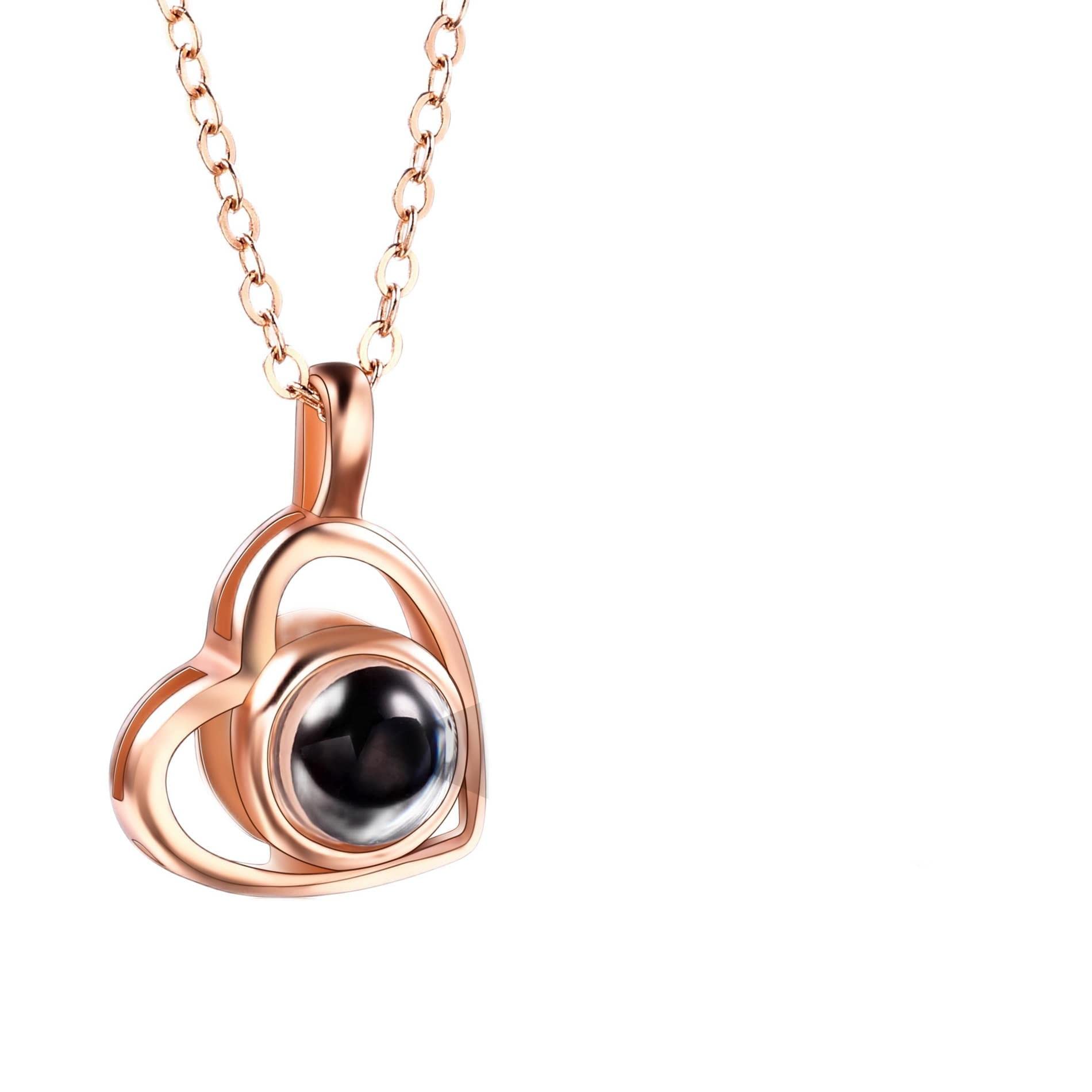 Ciondolo con Immagine di Proiezione Personalizzata Collana in Argento Sterling 925 Ciondolo a Forma di Cuore Compleanno Anniversario Gioielli Regali per Lei/Donna/Mamma/Fidanzata