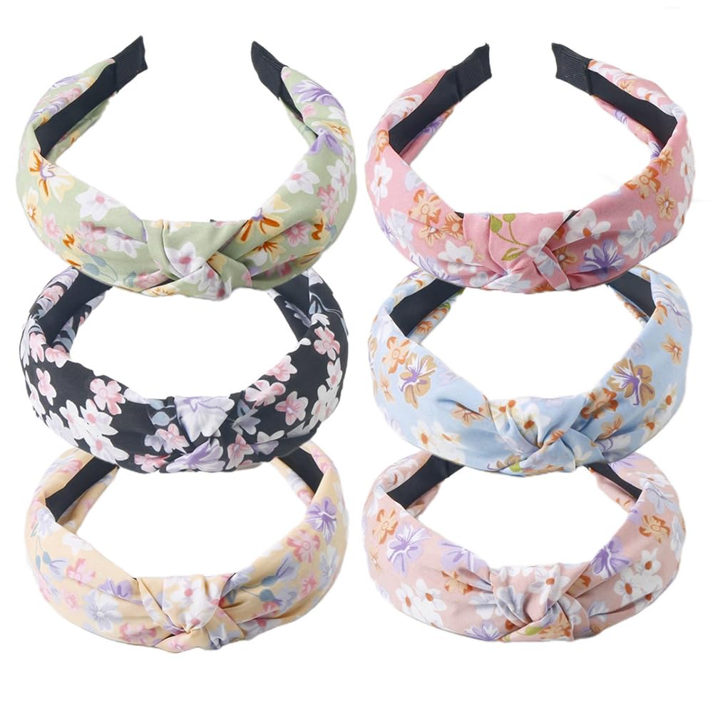 MIQIQAO Headbands for Women Alice Bands Mixed Printed Fabric Hair Band Adult Women Hair Bands Fashion Headbands Knot Hair Accessories (6lanhua) - Image 2