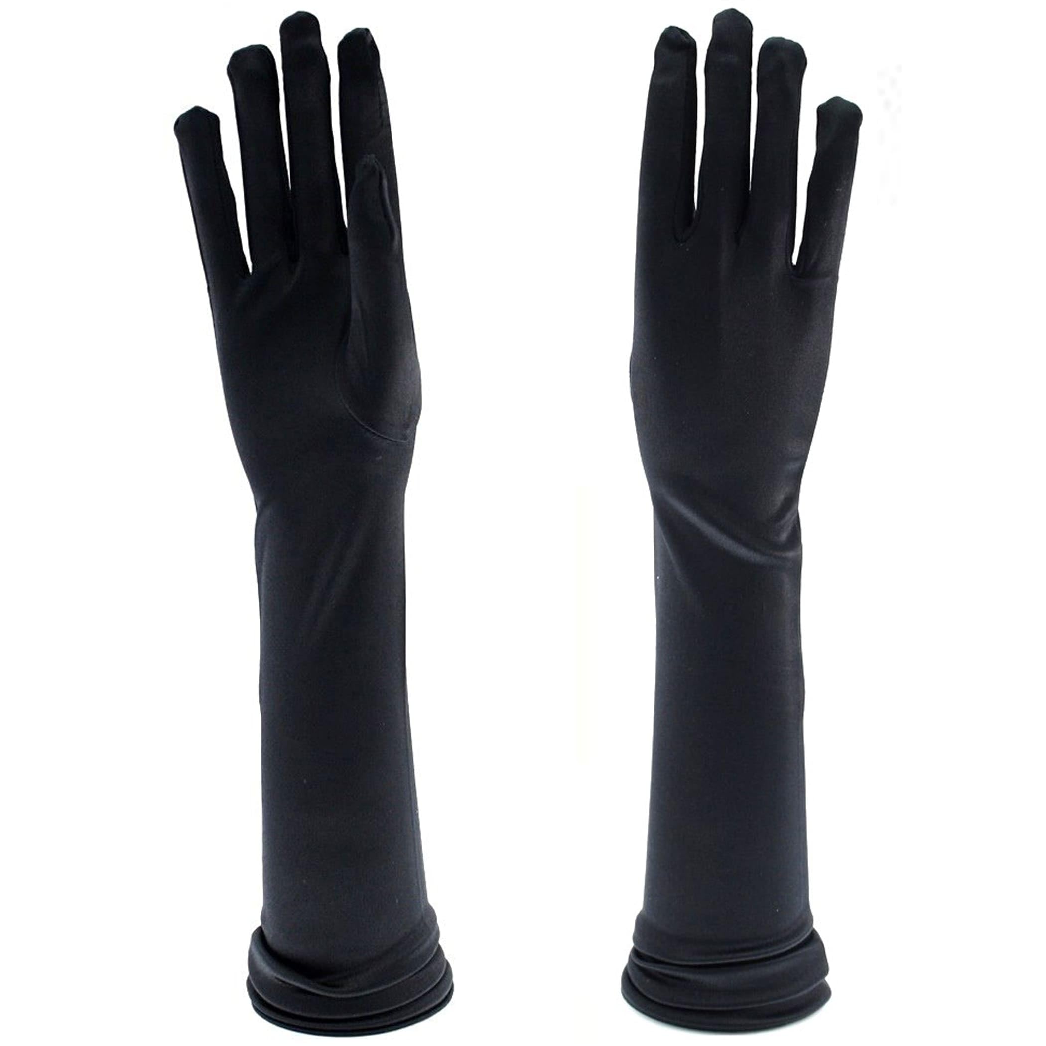 Ladies LONG GLOVES Black Satin 1920s Flapper Gatsby Opera FANCY DRESS Accessory
