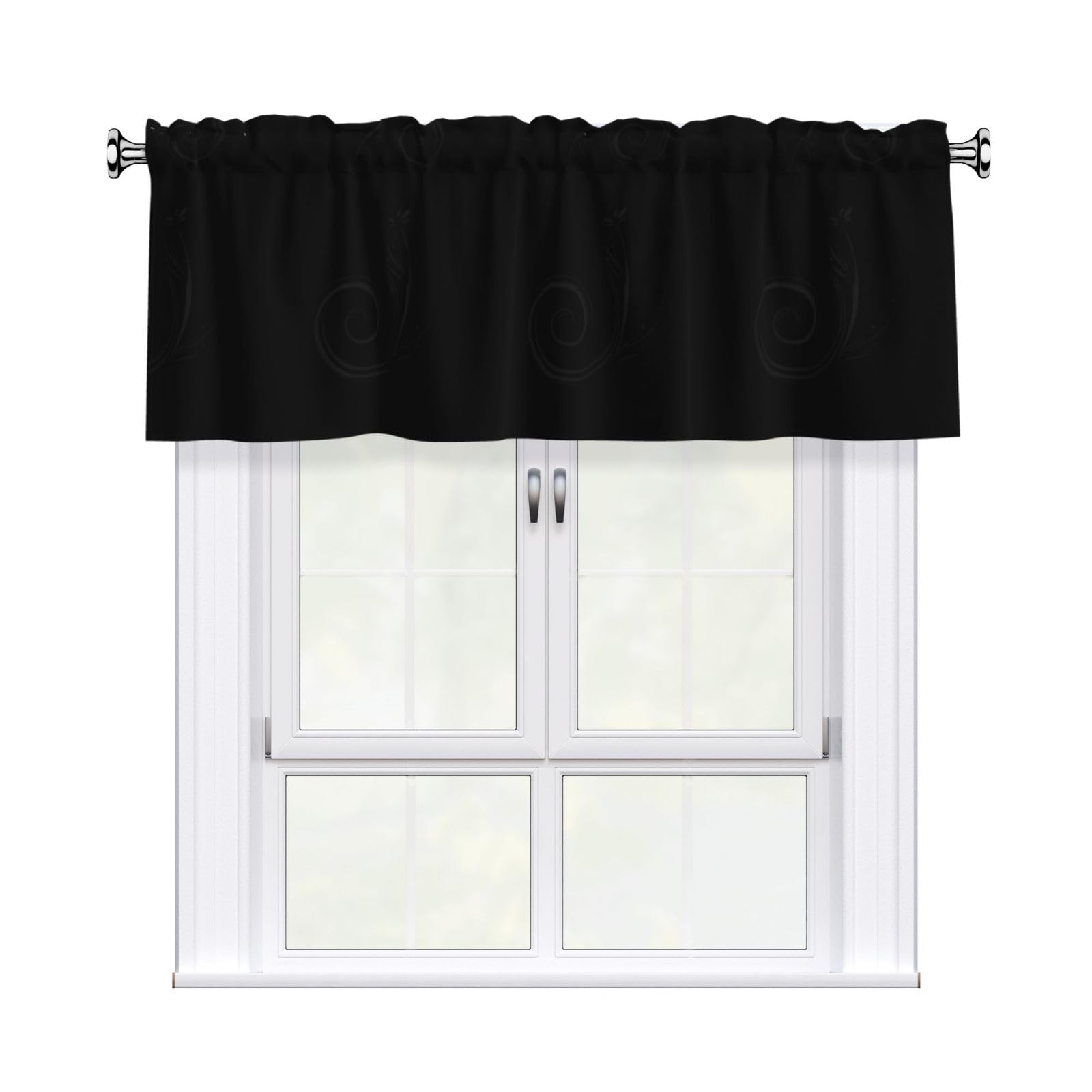 YYHHAOFA Black Music Notes Prints Durable Kitchen Window Layer – 54x18 Inch 100% Polyester Valance with Precision Construction
