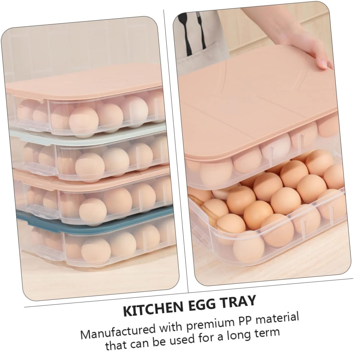 NUOBESTY 3pcs Egg Refrigerator Organizer Compartments Egg Storage Box Material Safe Odorless