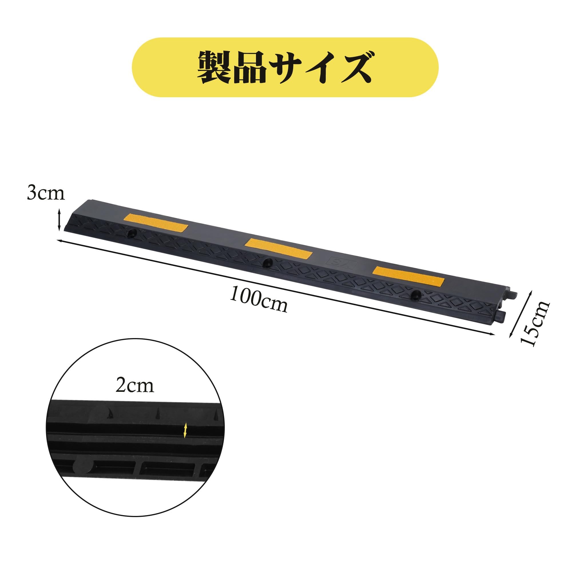 uyoyous ゴム製ケーブルカバー 1m 2チャネル 滑り止め 配線隠し 屋内 屋外兼用 フロアケーブルプロテクター 駐車場 玄関 商業施設対応 床用配線モール