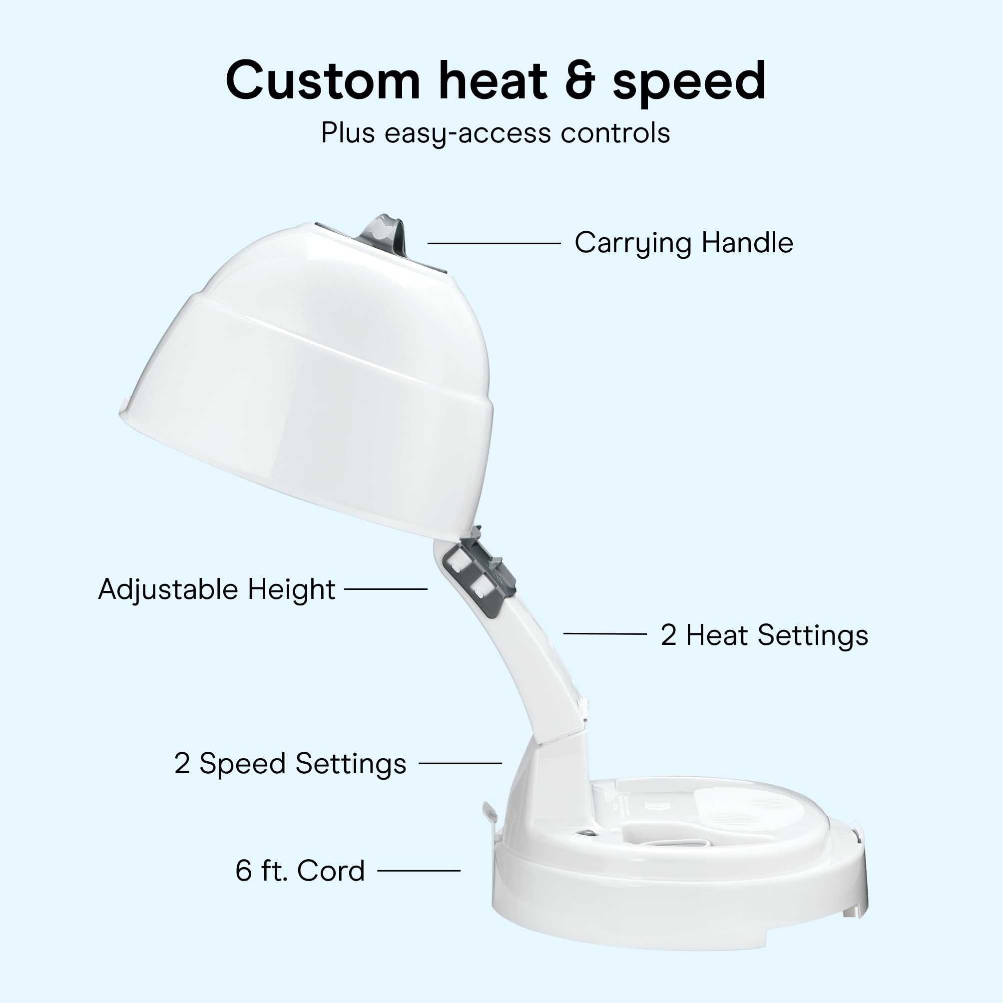 Conair Bonnet Hair Dryer with Carrying Handle, Adjustable Height, 1875W view 5