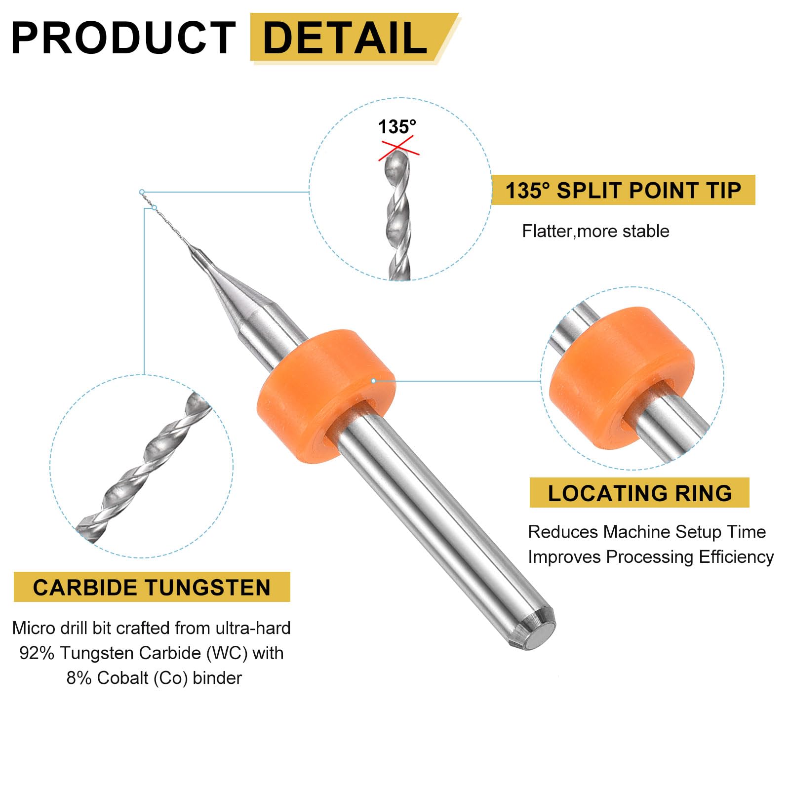 PATIKIL 20 Pack 0.25mm Micro Drill Bits 1/8" Shank Carbide Tungsten Steel 135° Mini Small Bits Print Circuit Board Drilling Tool for CNC Engraving Precision Machinery - Image 4
