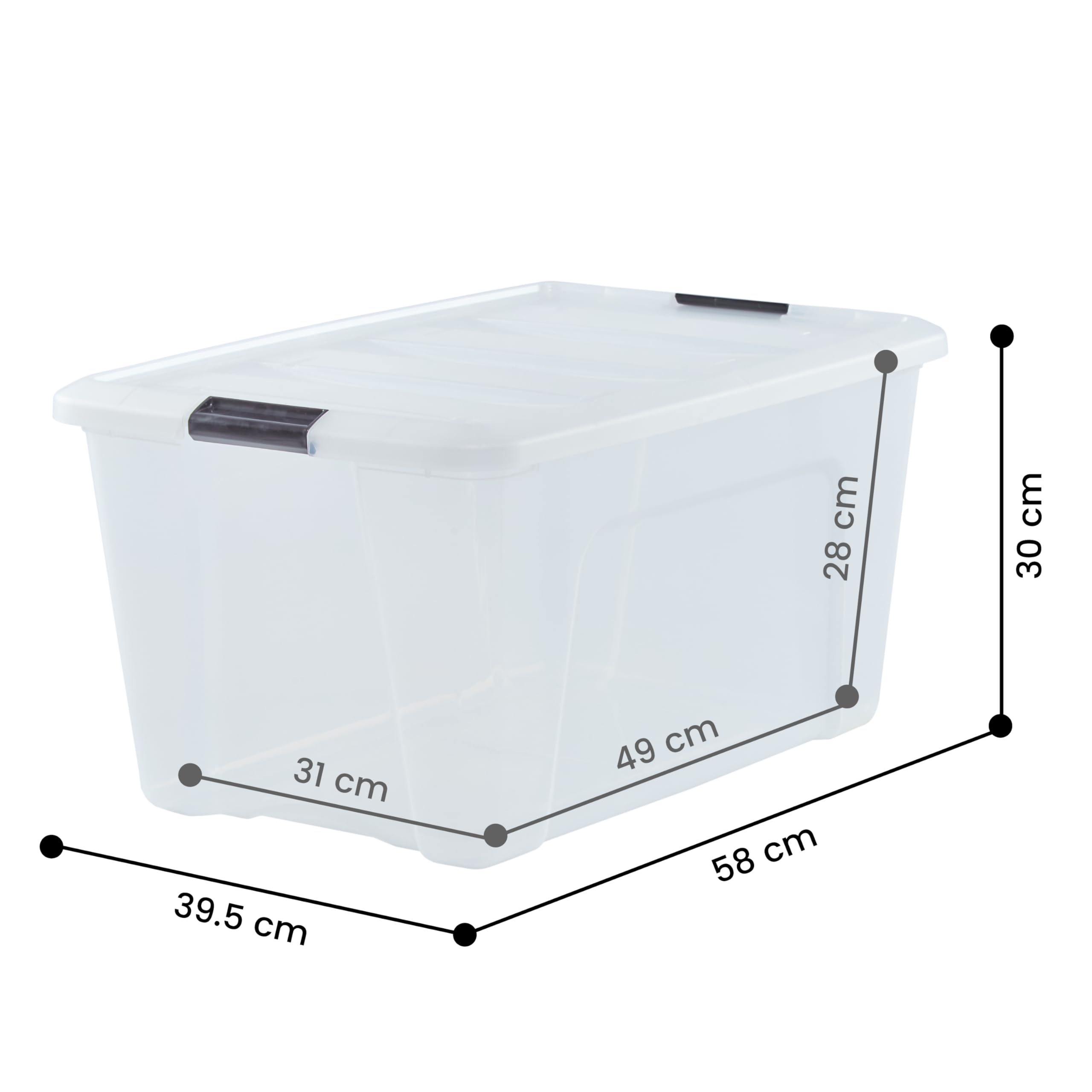 Iris Ohyama, Boites De Rangement Plastique Avec Couvercle, 45L, Lot De 6 Transparent Ddntb 45