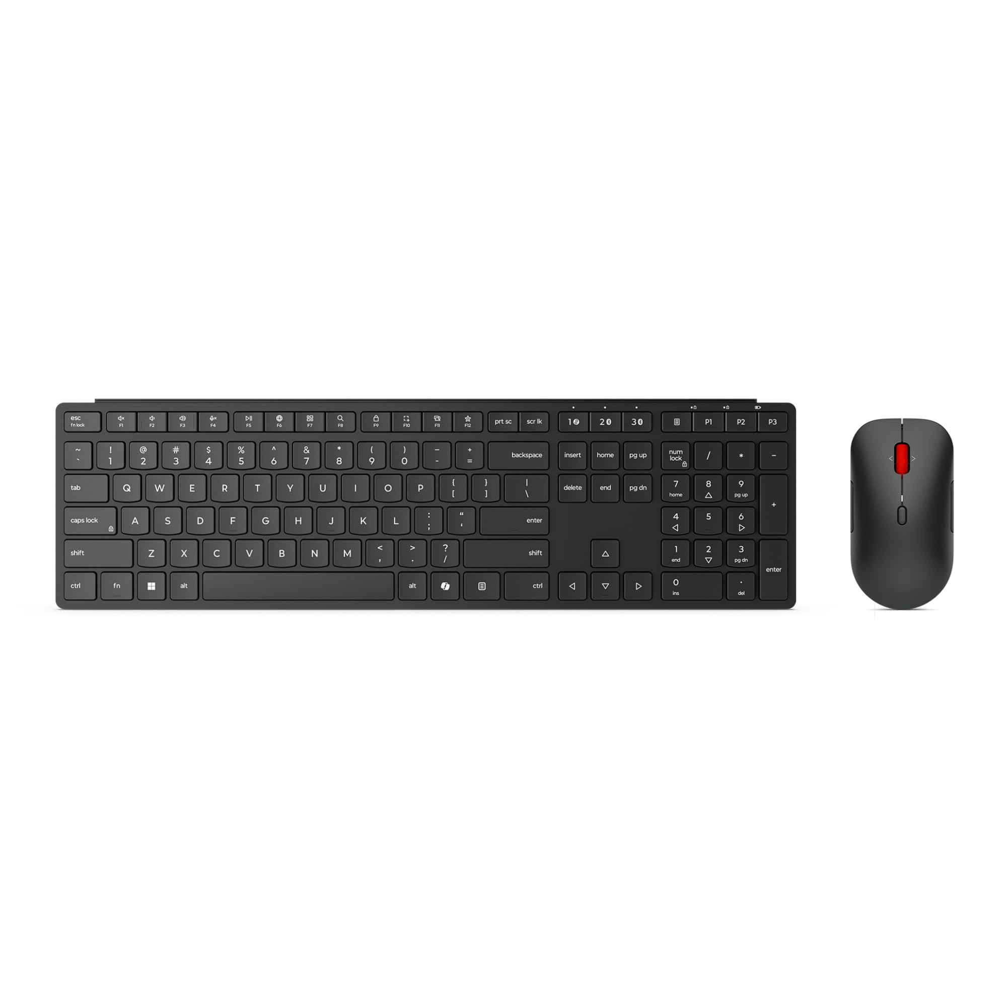 Lenovo Pro Combo 6000 - Tastatur-und-Maus-Set - kabellos - 2.4 GHz, Bluetooth 5.3 - QWERTZ - Deutsch - Finsternis schwarz - braune Box