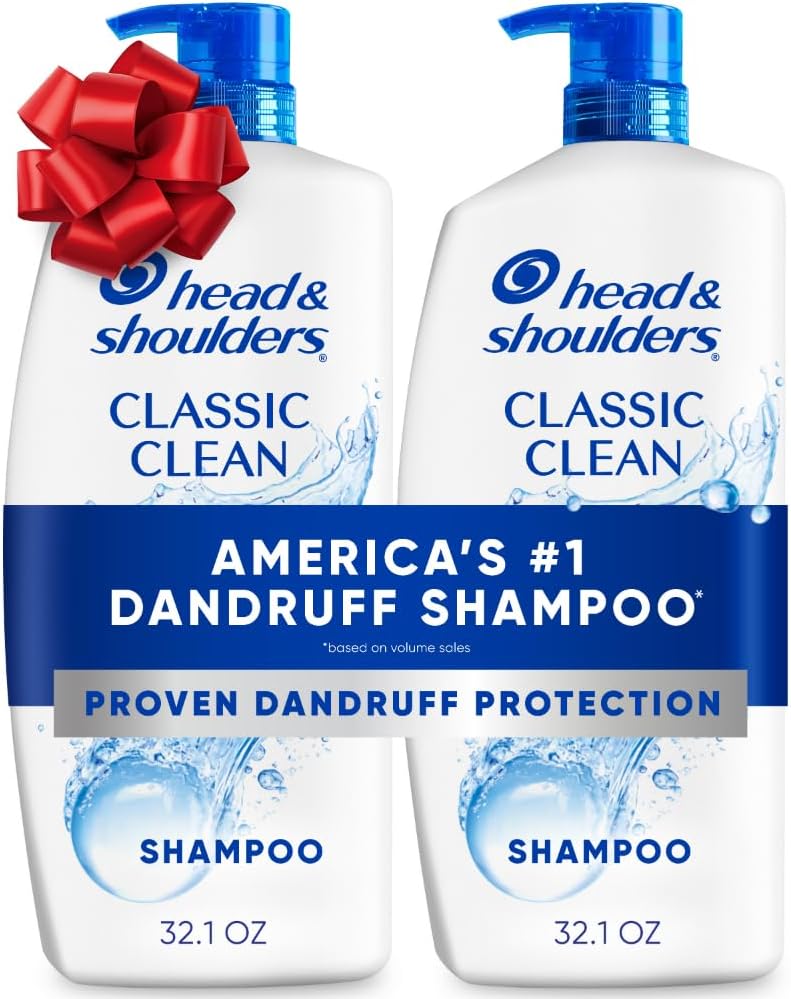 Head & Shoulders Anti-Dandruff Shampoo with 1% Pyrithione Zinc, Classic Clean Shampoo Twin Pack, Daily Use, Flake Control, Scalp Care, Color-Safe, Deep Clean, 32.1 fl oz Each