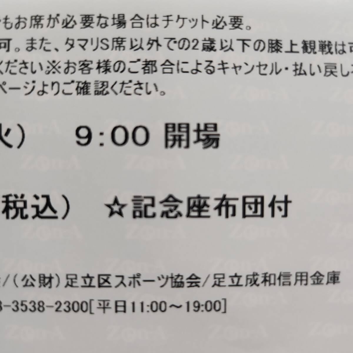 Amazon.co.jp: 2枚 タマリS席 記念座布団付 令和6年 秋巡業 大相撲足立 