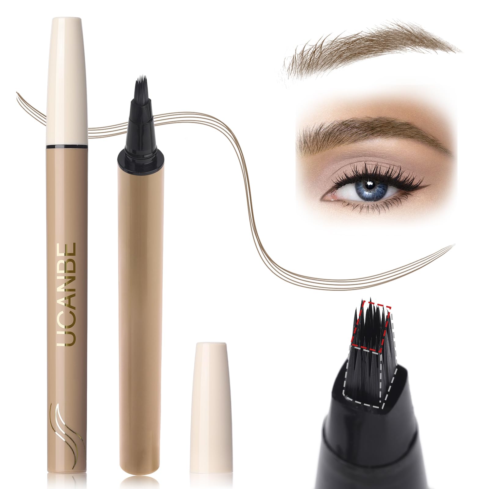 UCANBEMAKEUP Microblading Brow-Fection Brow Eyebrow Pencil – Angled Brush Tip, Wild Natural Hair-Like Strokes, Patented Design, Long-Lasting &