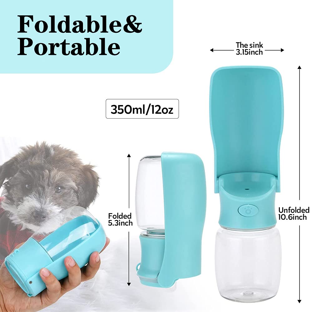 Hundewasserflasche 350 Ml – Tragbare Trinkflasche Mit Integrierter Schale, Auslaufsicher, Für Unterwegs