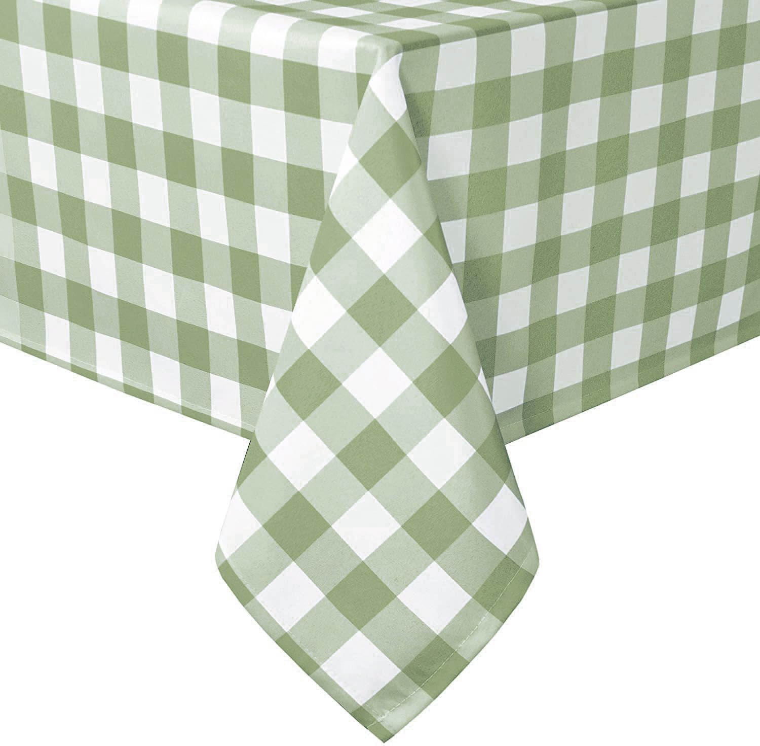 Hiasan Checkered Square Tablecloth - Stain Resistant, Waterproof and Wrinkle Resistant Washable Table Cloth for Dining Room, 70 x 70 Inch, Sage Green