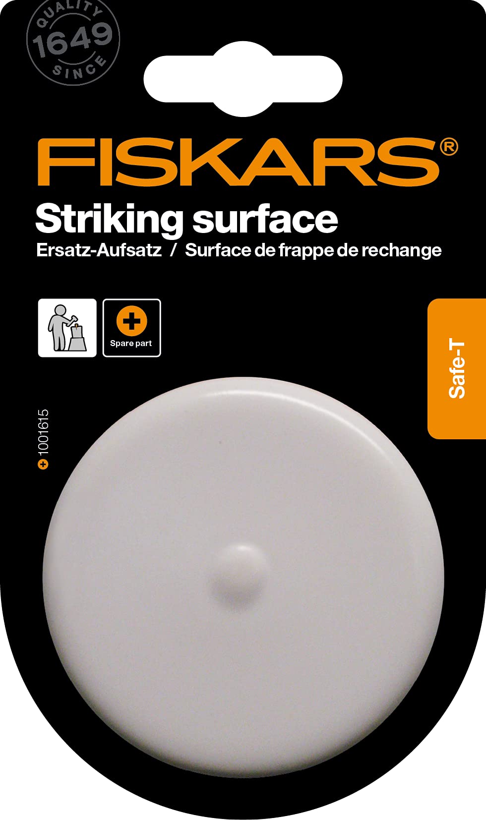 Fiskars Surface de frappe de rechange avec anneau métallique pour Coin éclateur Sécuri-T et Merlin éclateur X39, Blanc/Argenté, 1001616