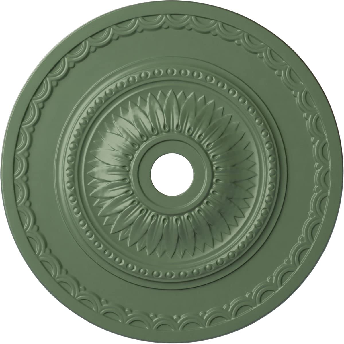 Ekena Millwork CM29SFAGF - 29 1/2"OD x 3 5/8"ID x 1 5/8"P Sunflower Ceiling Medallion (Fits Canopies up to 5 5/8") - Ceiling Medallion, Athenian Green