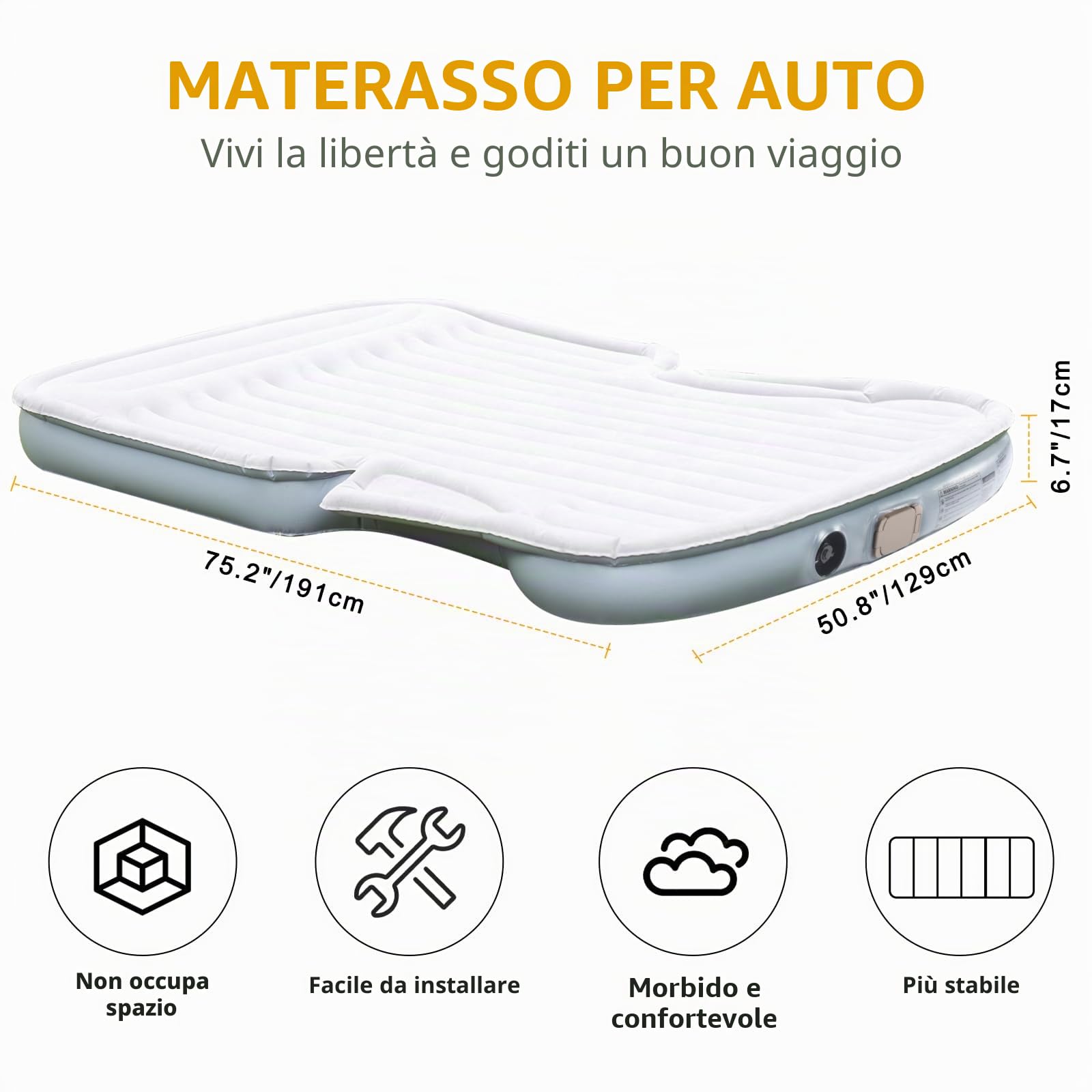 KMZ SUV Materassino Gonfiabile Thickened and Double Side Flocking Travel Mattress Camping Air Bed with Air Pump