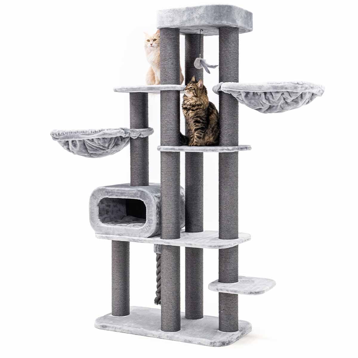Petrebels Drapak XXL Interstate 199 cm, Maine Coon, duży drapak o grubości Ø 12 pni sizalowych, kolor szary