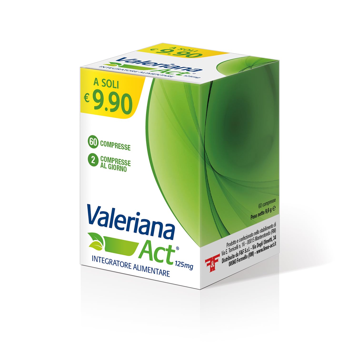 Valeriana Act 125mg, Integratore Alimentare a Base di Estratto Secco di Valeriana - Confezione da 60 Compresse