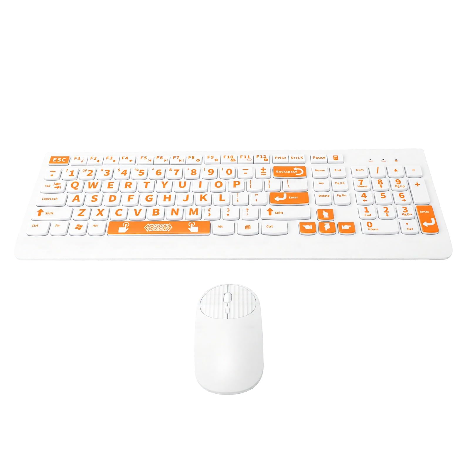 Sxhlseller Zestaw Bezprzewodowej Klawiatury i Myszy, Duży Nadruk, 2,4G, | Duży, Pogrubiony Nadruk Klawiszy, Współdzielony Odbiornik USB 2,4G, Funkcja Plug Play, Ciche Pisanie, Dwukolorowa