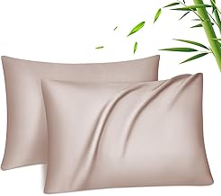 Fittia Set of Pillowcases in 100% Bamboo Lyocell Like Natural Silk Fabric in Pink Colour with Size 50 x 75 cm