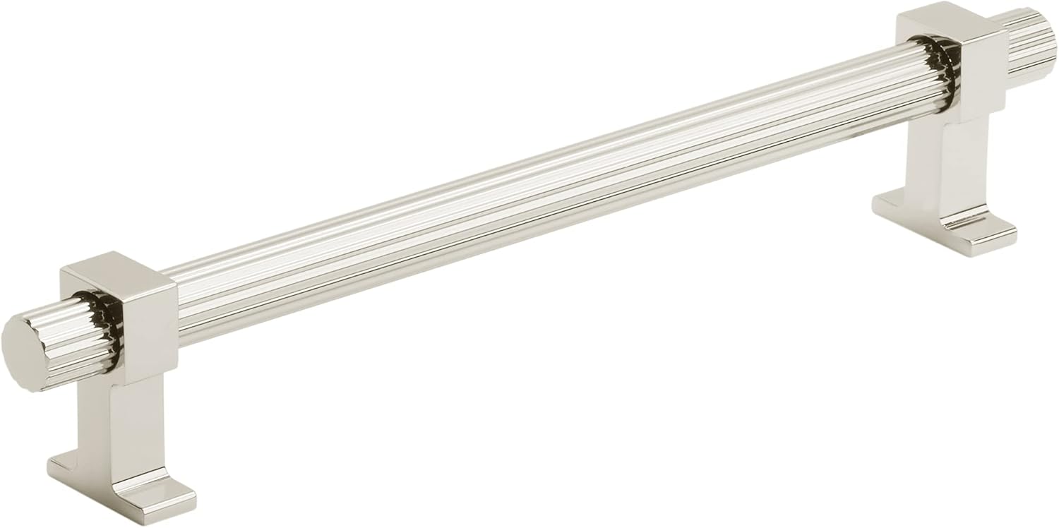 Amerock | Cabinet Pull | Polished Nickel | 6-5/16 inch (160 mm) Center to Center | Carrigan | 1 Pack | Drawer Pull | Drawer Handle | Cabinet Hardware