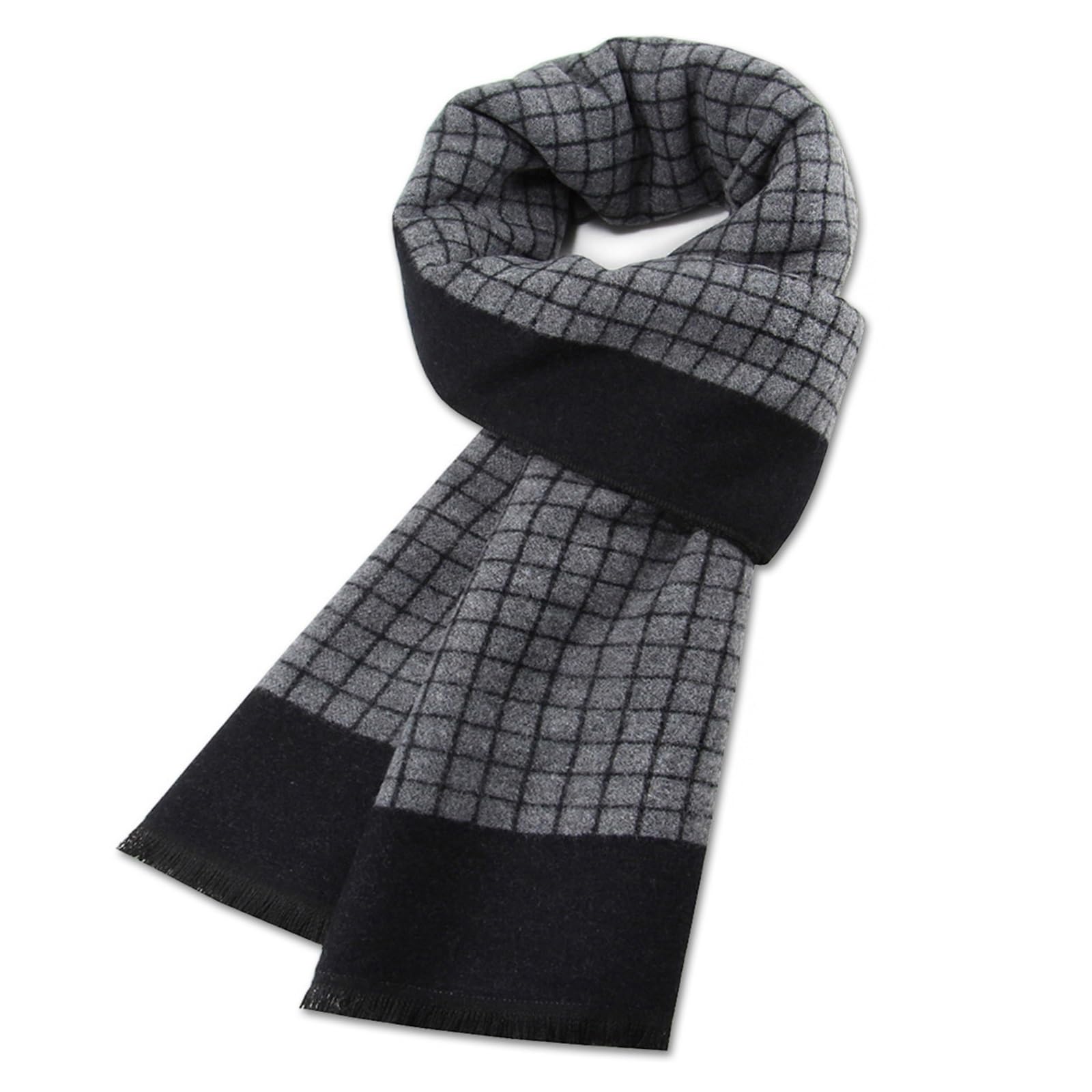 Generisch Bufanda de hombre de invierno cálida bufanda para hombre de seda informal a cuadros de negocios para hombre larga pashmina Shawls Muffler