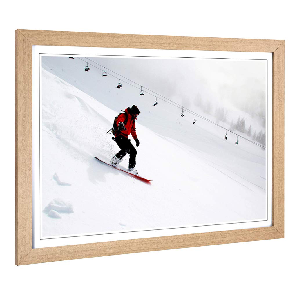 Big Box Art Framed Print of Snowboarding Design | Wall Art Picture | Home Decor for Kitchen, Living, Dining Room, Lounge, Bedroom, Hallway, Office, Oak, A2 / 24.5x18 Inch / 62x45cm