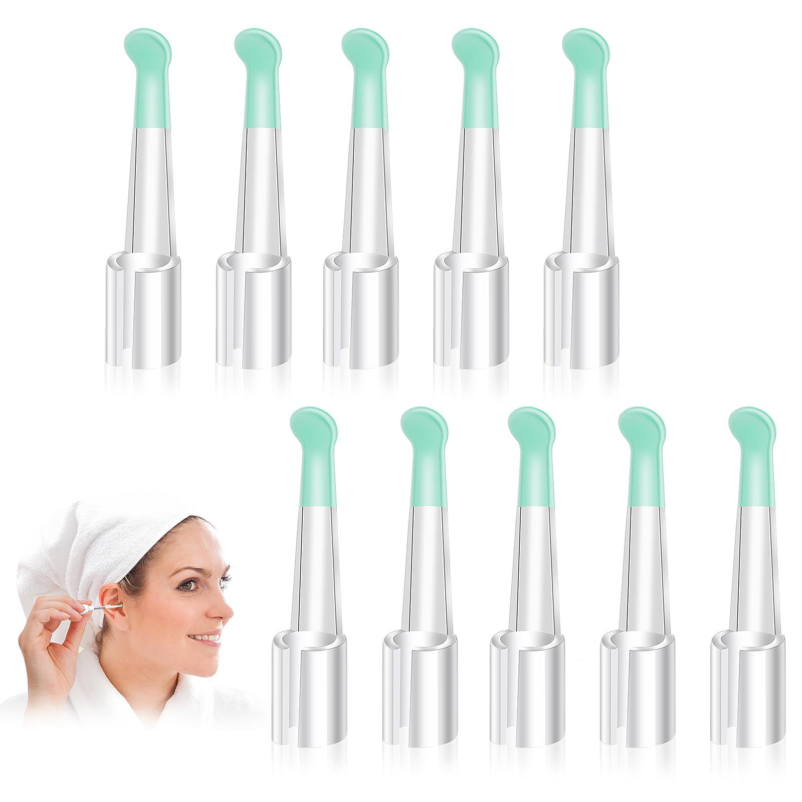 Prasacco10 Pieces Ear Spoon Tips Ear Cleaner Replacement Tips Ear Cleaner Tips Reusable Ear Cleaner Spoon Tip Ear Pick Ear Wax Removal Replacement Accessories for Teens Adults Ear Wax Removal