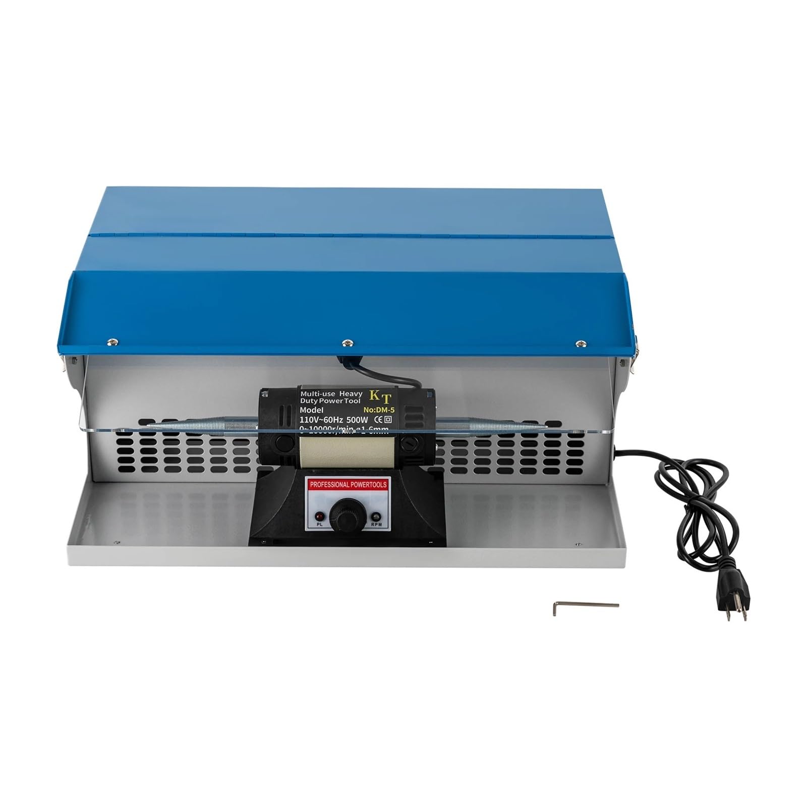 Ewsdsfs Silver And Blue 500W Polishing Buffing Machine Polisher 110 Adjustable Speed For Jewelry, Aluminum, Chrome, Acrylic Materials