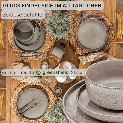 SÄNGER Kairo Clay | Kombiservice 6 Personen, Teller Set Kaffeebecher Pastaschale 30 tlg, Steingut Geschirr Set spülmaschinen- mikrowellen- kratzfest, Geschirrset aus Steingut | VALUE COLLECTION