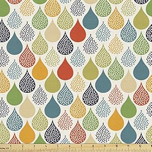 Ambesonne Abstract Fabric by The Yard, Colorful Large Drop Dots Pattern in Various Tones Retro Funky Fashion Graphic, Decorative Fabric for Upholstery and Home Accents, 1 Yard, Green Orange