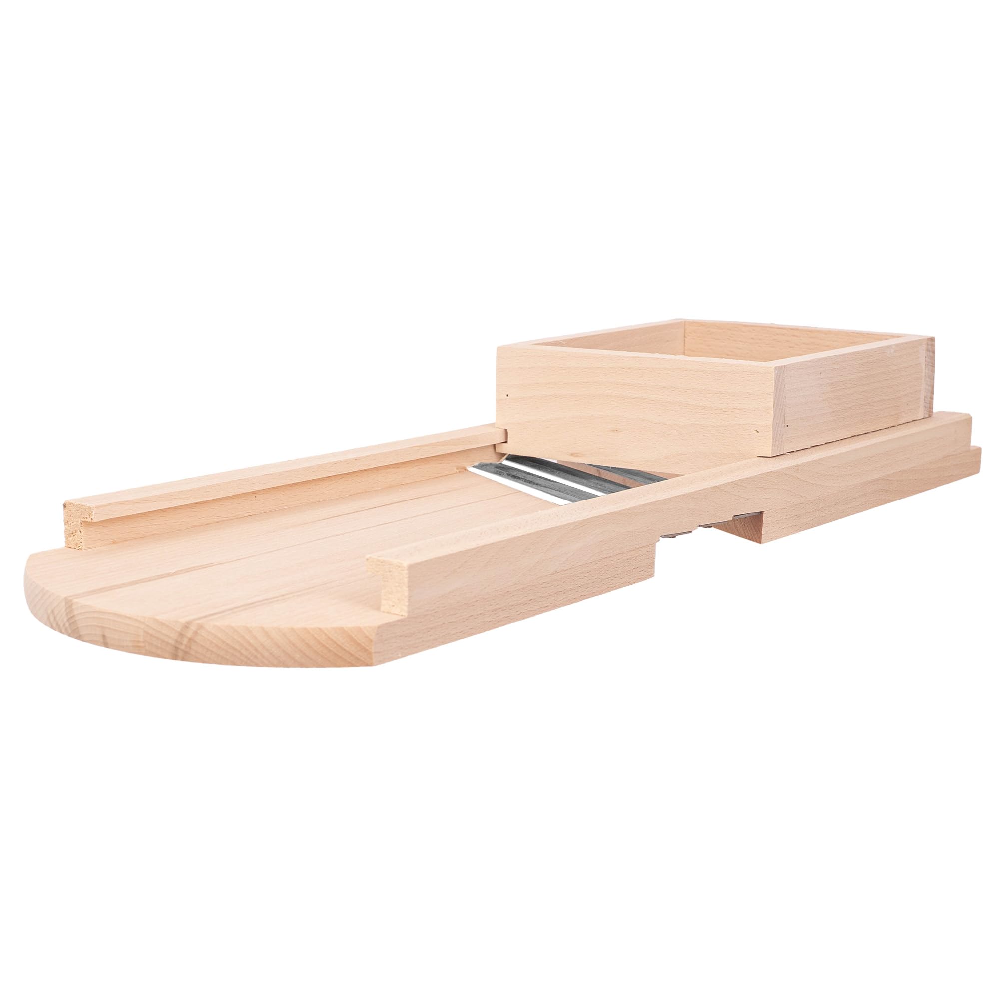 KADAX Cortador de repollo y verduras de madera de 56 x 19 cm, 3 cuchillas de acero inoxidable, corte rápido y uniforme, para crudos, encurtidos y ensaladas