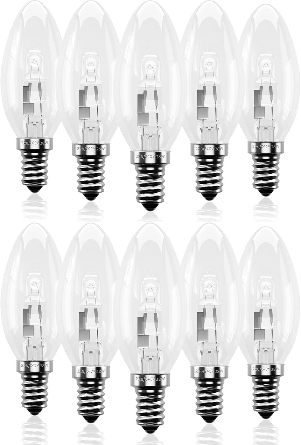 Bonlux E14 28W Halogen Candle Light Bulbs, Small Screw Candle Bulb