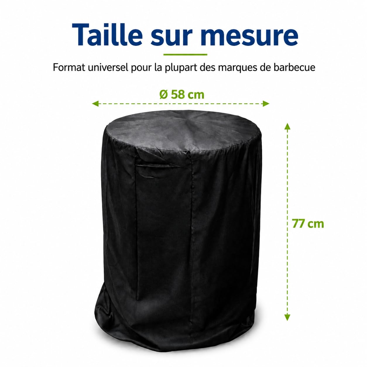 Funda de Barbacoa Redonda de poliéster de Gran tamaño Ø90 × 120 cm – Impermeable, a Prueba de Rayos UV y a Prueba de Polvo, Protege tu Parrilla (58×77cm)